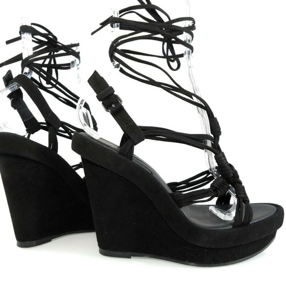 NIB$1025 RUNWAY ANN DEMEULEMEESTER KNOTTED STRAPS ANKLE WRAP WEDGES PLATFORM 11 - Picture 5 of 7